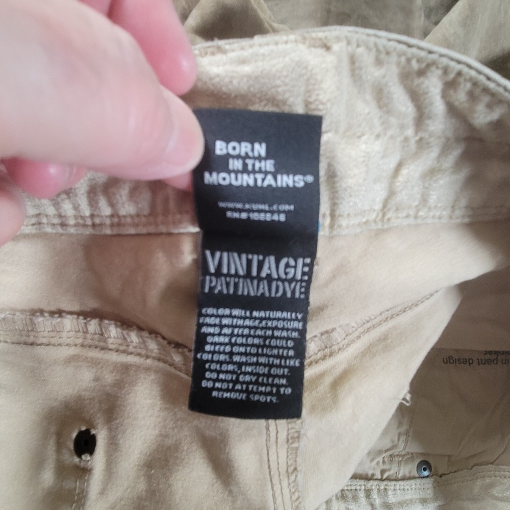 Kuhl Rydr Pants Mens 38x34 Khaki Green Vintage Patina Dye Stretch Style 5016 - Picture 4 of 10